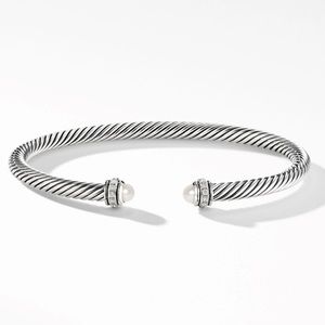 David Yurman Cable Bracelet with Pearls and Pavé Diamonds